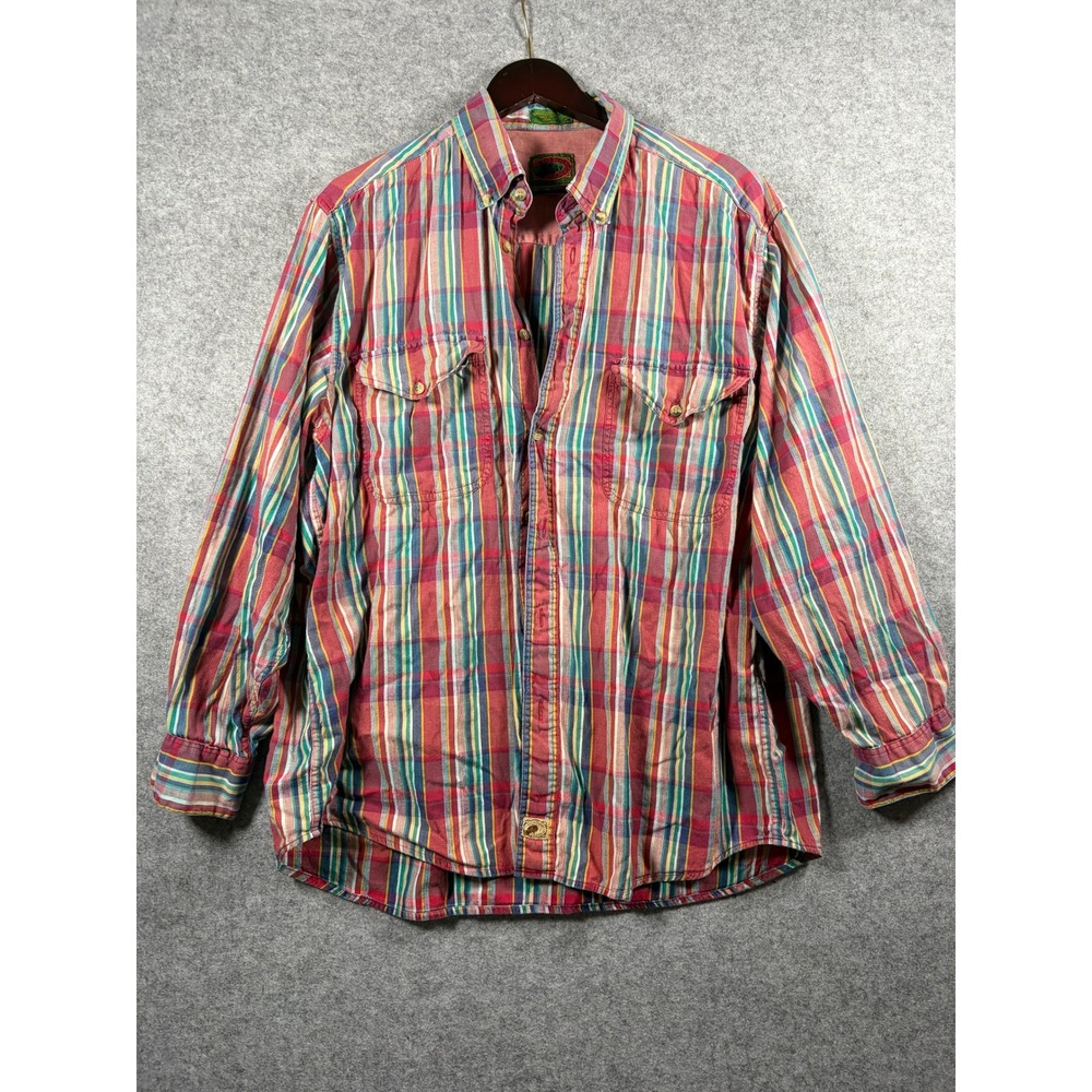 Boston‎ Traders Mens B1X Plaid Button Down Shirt Multicolor Cotton Long Sleeve